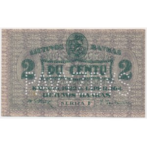 Lithuania, 2 Centu 1922 - SPECIMEN -