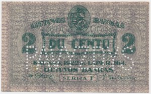 Lithuania, 2 Centu 1922 - SPECIMEN -