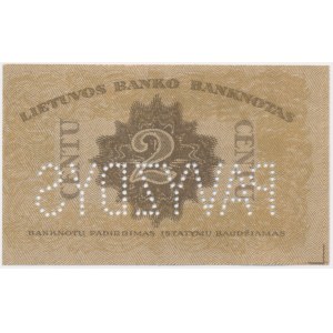Lithuania, 2 Centu 1922 - SPECIMEN -