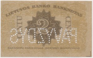 Lithuania, 2 Centu 1922 - SPECIMEN -