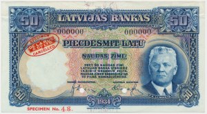 Latvia, 50 Latu 1934 - SPECIMEN - No.48 - RARE