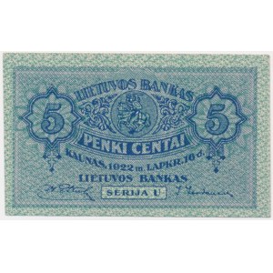 Lithuania, 5 Centai 1922