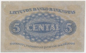 Lithuania, 5 Centai 1922