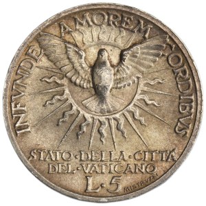 Papal States, Vatican, Sede Vacante, 5 Lire Rome 1939