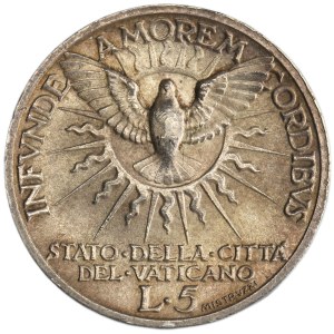 Papal States, Vatican, Sede Vacante, 5 Lire Rome 1939