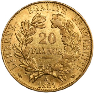 France, Deuxième République, 20 Francs Paris 1851 A