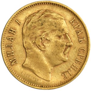 Serbia, Milan I, 10 Dinar Wien 1882 V