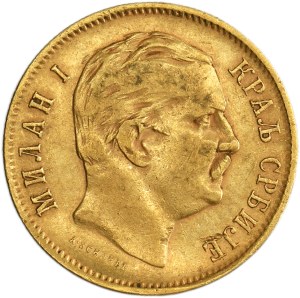 Serbia, Milan I, 10 Dinar Wien 1882 V