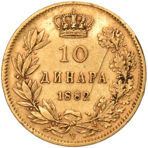 Serbia, Milan I, 10 Dinar Wien 1882 V