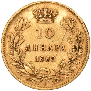 Serbia, Milan I, 10 Dinar Wien 1882 V