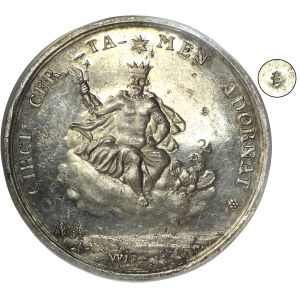 Augustus II the Strong, Medal on the occasion of wedding Friedrich August with Maria Josephine 1719 - NGC MS61 - VERY RARE, ex. Potocki