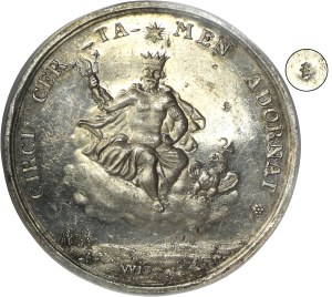 Augustus II the Strong, Medal on the occasion of wedding Friedrich August with Maria Josephine 1719 - NGC MS61 - VERY RARE, ex. Potocki