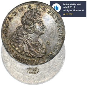 August II the Strong, Thaler Dresden 1716 IGS - NGC MS63 - SUPERB