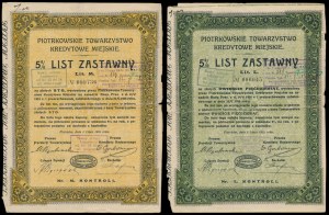 TKM Piotrków, 5% list zastawny, 100 zł i 250 zł 1925 - zestaw 2 szt.