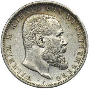 Germany, Kingdom of Württemberg, Wilhelm II, 5 Mark Stuttgart 1902 F