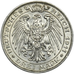Germany, Kingdom of Prussia, Wilhelm II, 3 Mark Berlin 1911 A