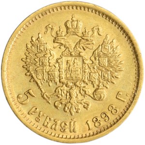 Russia, Nicholas II, 5 Rouble Petersburg 1898 AГ