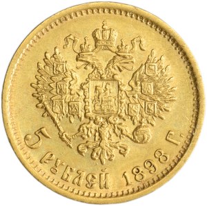 Russia, Nicholas II, 5 Rouble Petersburg 1898 AГ