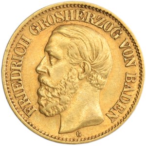Germany, Grand Duchy of Baden, Friedrich I, 10 Mark Karlsruhe 1878 G