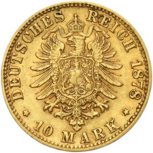 Allemagne, Grand-Duché de Bade, Frédéric Ier, 10 marks Karlsruhe 1878 G