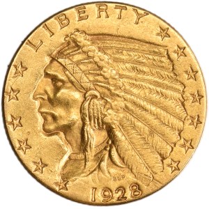 USA, 2 1/2 Dollar Philadelphia 1928 - Indian Head