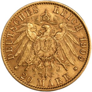 Allemagne, Royaume de Prusse, Guillaume II, 20 Mark Berlin 1909 A