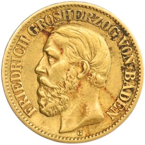 Germany, Grand Duchy of Baden, Friedrich I, 10 Mark Karlsruhe 1875 G