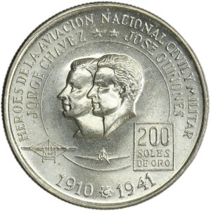 Peru, 200 Soles 1974 - Heroes of Aviation, Jorge Chavez and Jose Quinones Gonzales