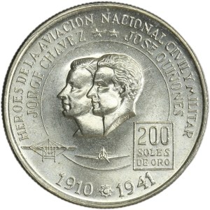 Peru, 200 Soles 1974 - Heroes of Aviation, Jorge Chavez and Jose Quinones Gonzales