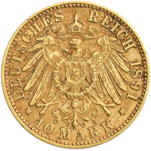 Germany, Saxony, Albert, 10 Marek Muldenhütten 1891 E