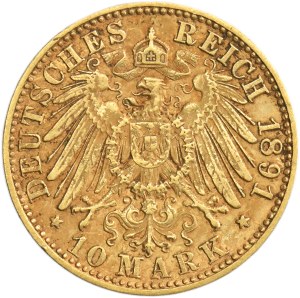Germany, Saxony, Albert, 10 Marek Muldenhütten 1891 E