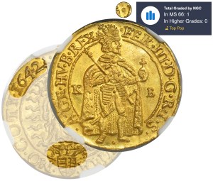 Hungary, Ferdinand III, Ducat Kremnitz 1642 KB - NGC MS66 - RARE