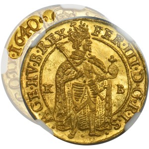 Hungary, Ferdinand III, Ducat Kremnitz 1640 KB - NGC MS67 - RARE