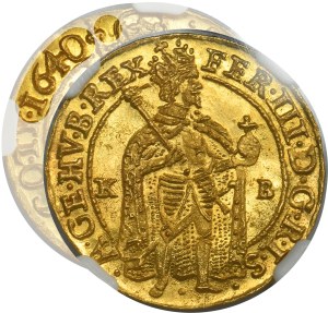 Hungary, Ferdinand III, Ducat Kremnitz 1640 KB - NGC MS67 - RARE