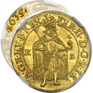 Hungary, Ferdinand II, Ducat Kremnitz 1635 KB - NGC MS62 - VERY RARE