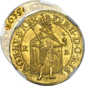 Hungary, Ferdinand II, Ducat Kremnitz 1635 KB - NGC MS62 - VERY RARE