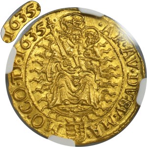 Hungary, Ferdinand II, Ducat Kremnitz 1635 KB - NGC MS62 - VERY RARE