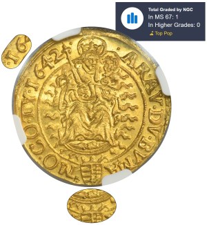 Hungary, Ferdinand III, Ducat Kremnitz 1642 KB - NGC MS67 - RARE