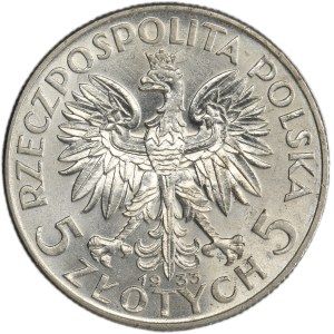 Głowa Kobiety, 5 złotych Warszawa 1933