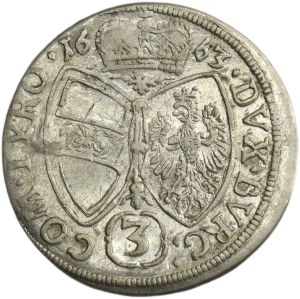 Austria, Sigismund Franz, 3 Kreuzer Hall 1663