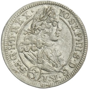 Silesia, Habsburg rule, Joseph I, 3 Kreuzer Breslau 1707 FN
