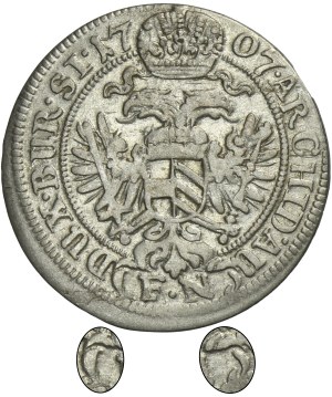 Silesia, Habsburg rule, Joseph I, 3 Kreuzer Breslau 1707 FN