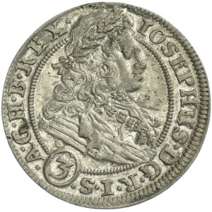 Silesia, Habsburg rule, Leopold I, 3 Kreuzer Breslau 1705 FN