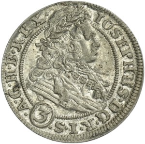 Silesia, Habsburg rule, Leopold I, 3 Kreuzer Breslau 1705 FN