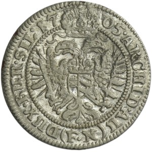 Silesia, Habsburg rule, Leopold I, 3 Kreuzer Breslau 1705 FN