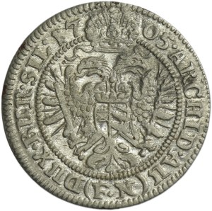 Silesia, Habsburg rule, Leopold I, 3 Kreuzer Breslau 1705 FN