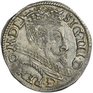Zygmunt III Waza, Trojak Poznań 1597 - data rozdzielona kwiatkiem