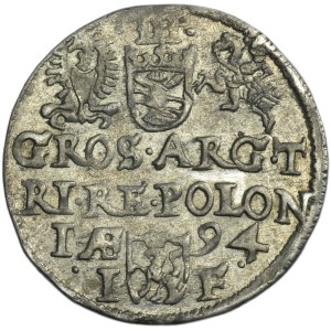 Sigismund III Vasa, 3 Groschen Olkusz 1594 - RARE
