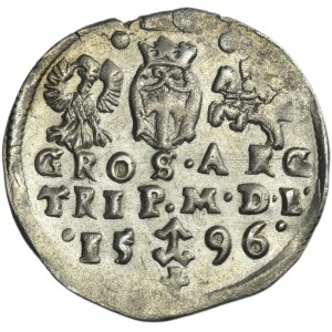 Zygmunt III Waza, Trojak Wilno 1596 - herb Prus