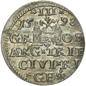 Zygmunt III Waza, Trojak Ryga 1598 - bez znaku pomiędzy DG